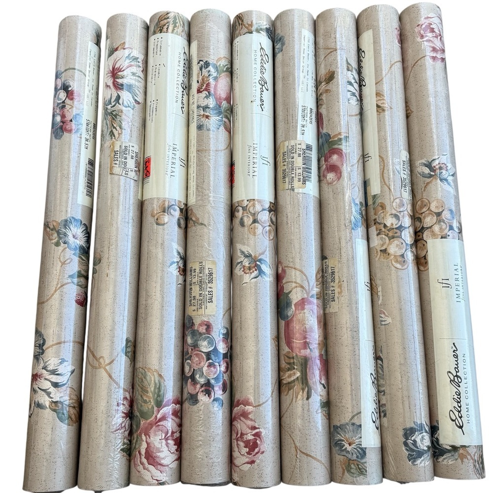 Imperial X Eddie Bauer NWT bundle 9 botanical fruit wallpaper 56.37 ft vintage